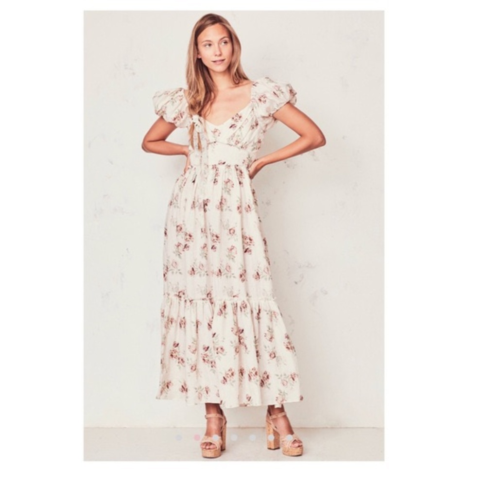 LoveShackFancy Angie linen floral dress SZ 6